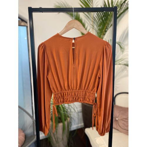 Blusa Tecido Pala Franzida Laranja Aperol