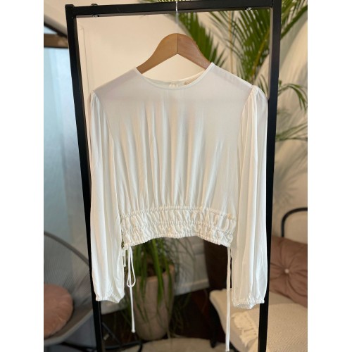 Blusa Tecido Pala Franzida Off White