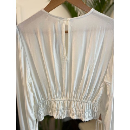 Blusa Tecido Pala Franzida Off White