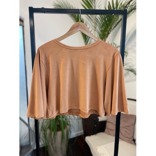 T´-shirt Malha Suede Bege Bar